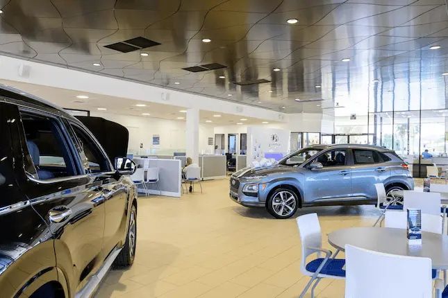 Showroom with multiple vehicles on display